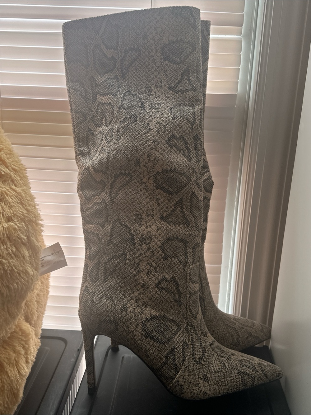 Express Gray Snake-Print Over-the-Knee Stiletto Boots